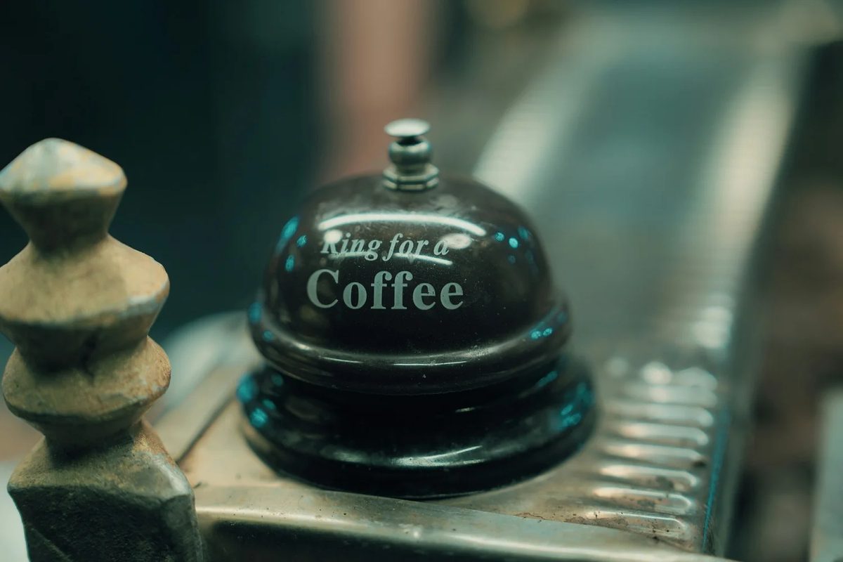 a vintage ring for service bell on a counter